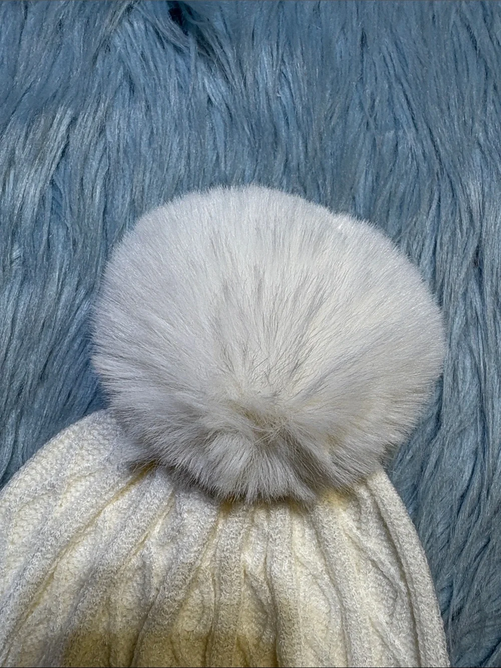 Vince Camuto Cream Pom Cable Knit Beanie Hat